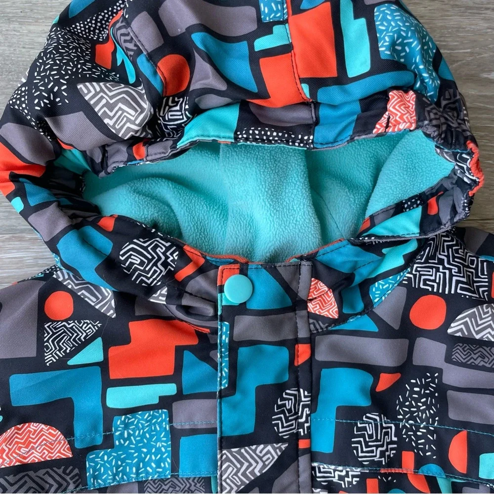 Cat & Jack Boys Hooded Coat Size 4T Turquoise Orange Black Winter Jacket